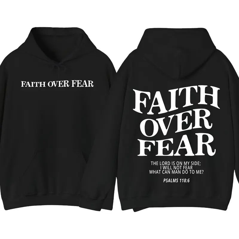 Faith Over Fear Christian Hoodie, Christian Pullover Hooded DRG Jesus, Hoodie Trendy Hoodie Bible Verse, Cotton Menswear...