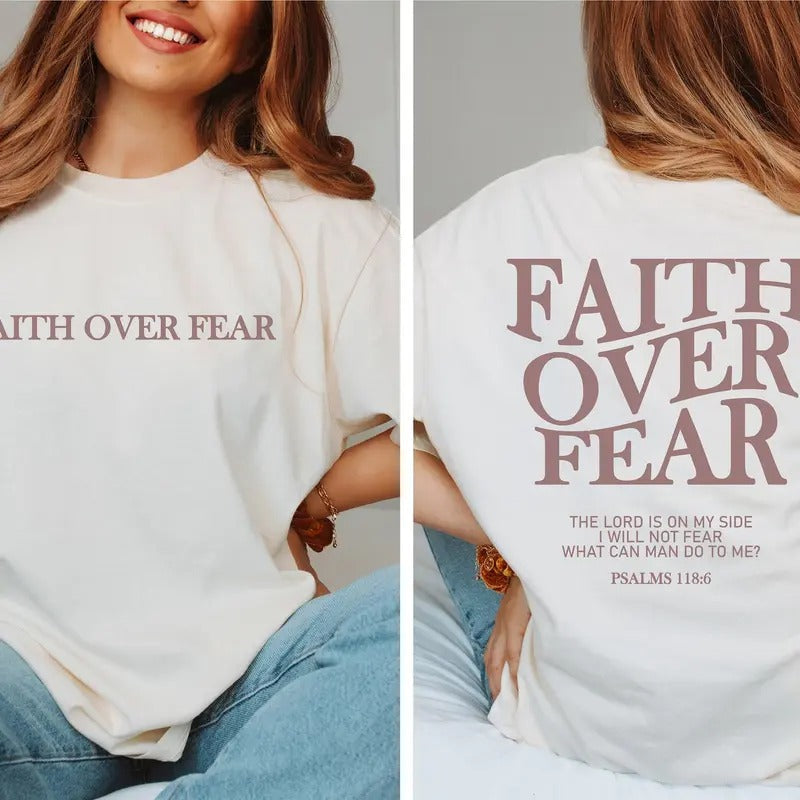 Faith Over Fear Christian Shirt ,Christian shirt ,Jesus Cheistmas Shirts, Trendy Shirt ,Bible Verse Shirt  T-shirt,...