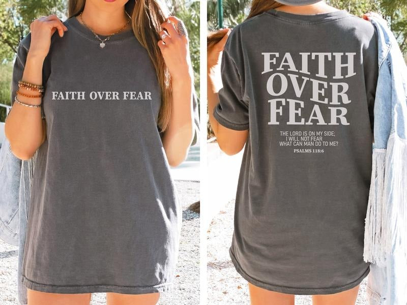 Faith Over Fear Christian Shirt,Jesus Shirts,Trendy Shirt,Bible Verse Shirt ,Aesthetic Clothes, Christian shirt,Christian...