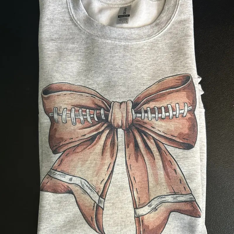 Fall Football Bow Coquette Women's Sweatshirt T-Shirts, Hoodie | PureTeeCo.com