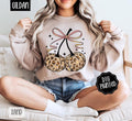 Fall Leopard Cherries Sweatshirt, Trendy Autumn Bow Crewneck T-Shirts, Hoodie | PureTeeCo.com