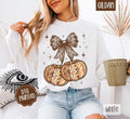 Fall Pumpkin Cherries Sweatshirt, Trendy Autumn Bow Crewneck T-Shirts, Hoodie | PureTeeCo.com