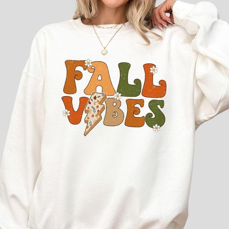 Fall Vibes Sweatshirt, Halloween Sweatshirt, Autumn Sweatshirts, Trendy fall shirts, Cute Fall Sweatshirt, Fall Season...