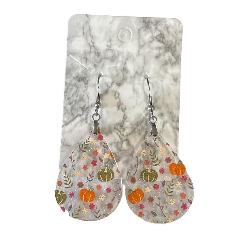 Fall pumpkin pattern Earrings T-Shirts, Hoodie, Sweatshirt | PureTeeCo.com