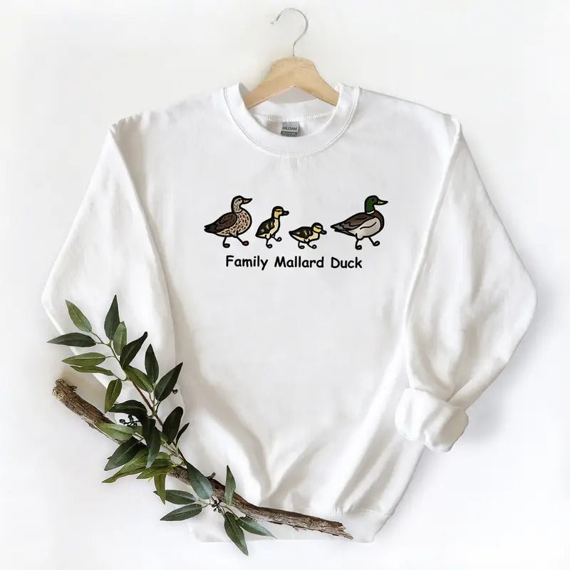 Family Mallard Duck Funny Unisex Tshirt, Pullover Sweatshirt Hoodie, Hunting Season lovers Duck, Cotton | PureTeeCo.com