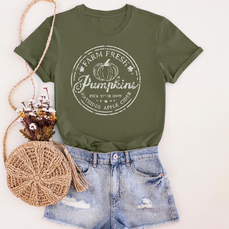 Farm Fresh Pumpkins Graphic Tee Fall Shirt Unisex Fit Hoodie, Sweatshirt | PureTeeCo.com