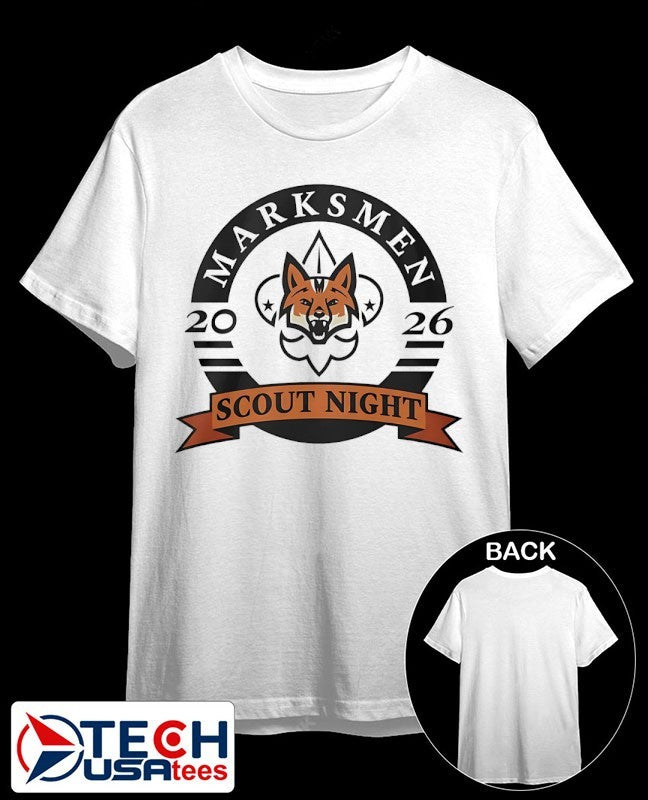Fayetteville Marksmen Hockey Scout Night 2026 logo shirt