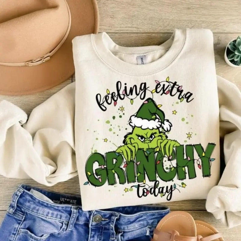 Feeling Extra Grienchy Today Christmas Sweatshirt, Funny Griench Sweatshirt, Griench Sweatshirt, Christmas Sweatshirt,...