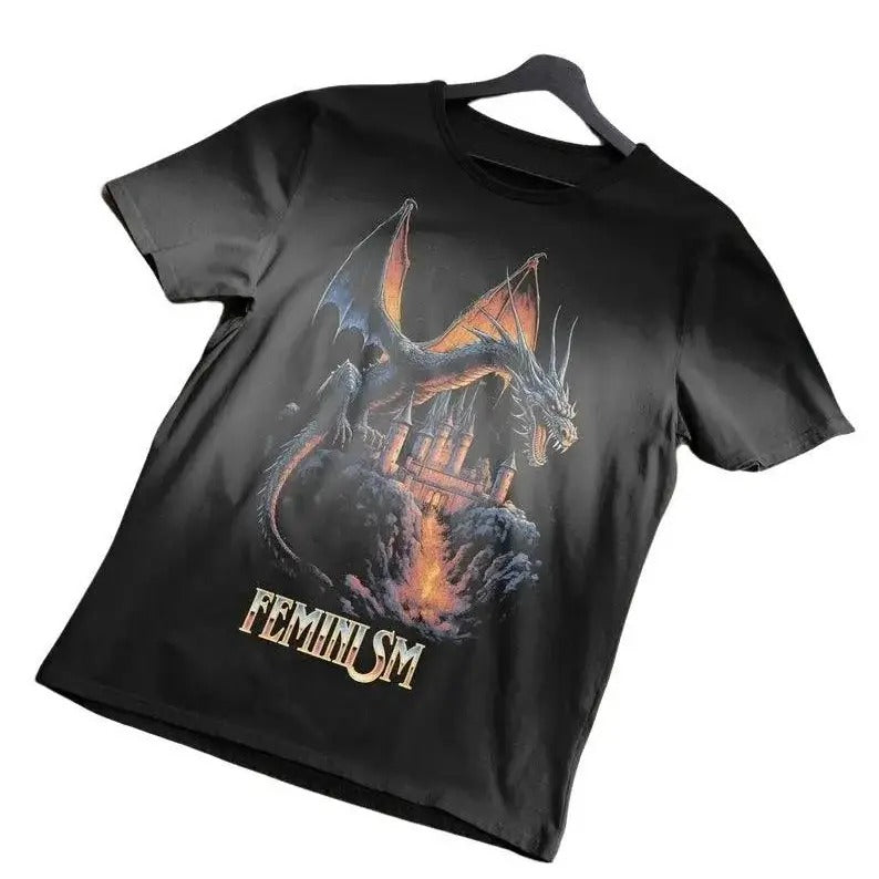 Feminismmm Dragonn Fantasy T-Shirt High Quality Soft Tee-shirt Mens Graphic Tshirt Hoodie, Sweatshirt | PureTeeCo.com