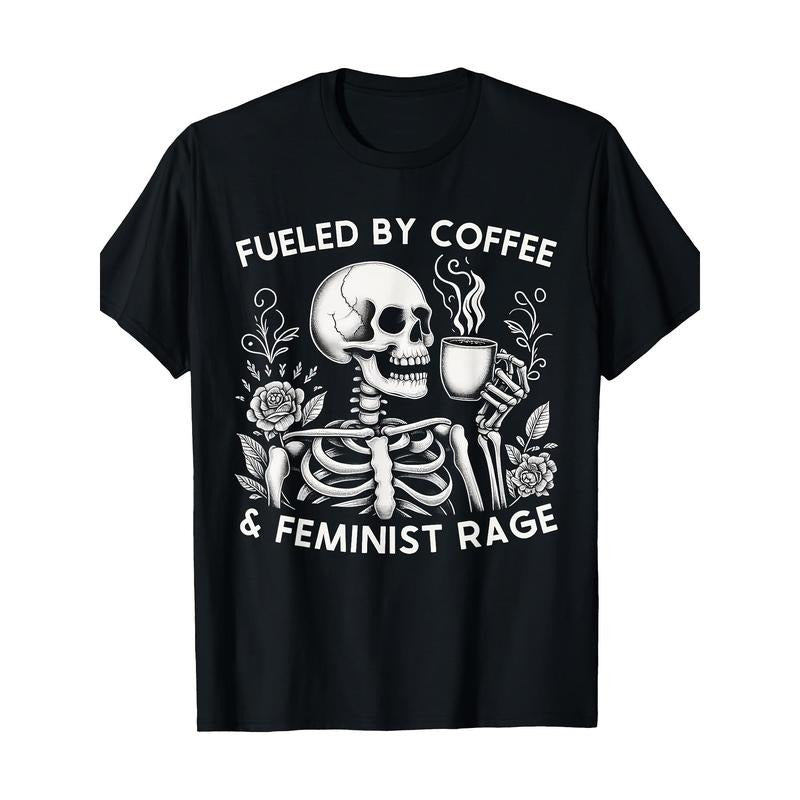 Feminist Coffee Lover's Dream: 100% Cotton T-Shirt with Geometric Print