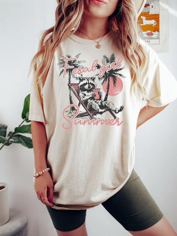 Feral Girl Summer Raccoon Shirt, Funny Meme, Feral , Cowgirl , Western , Rodeo Hoodie, Sweatshirt | PureTeeCo.com