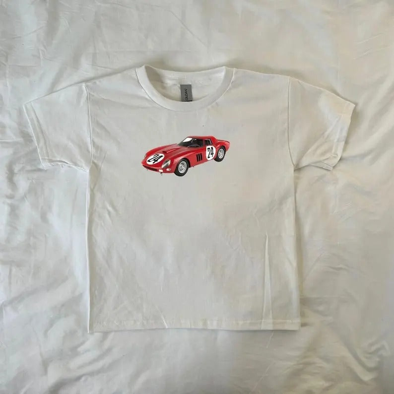 Ferrari Car Baby Tee, Racing, vintage, Car lovers, y2k clothing, Pinterest, retro, Race Car, 90s style baby tee,...