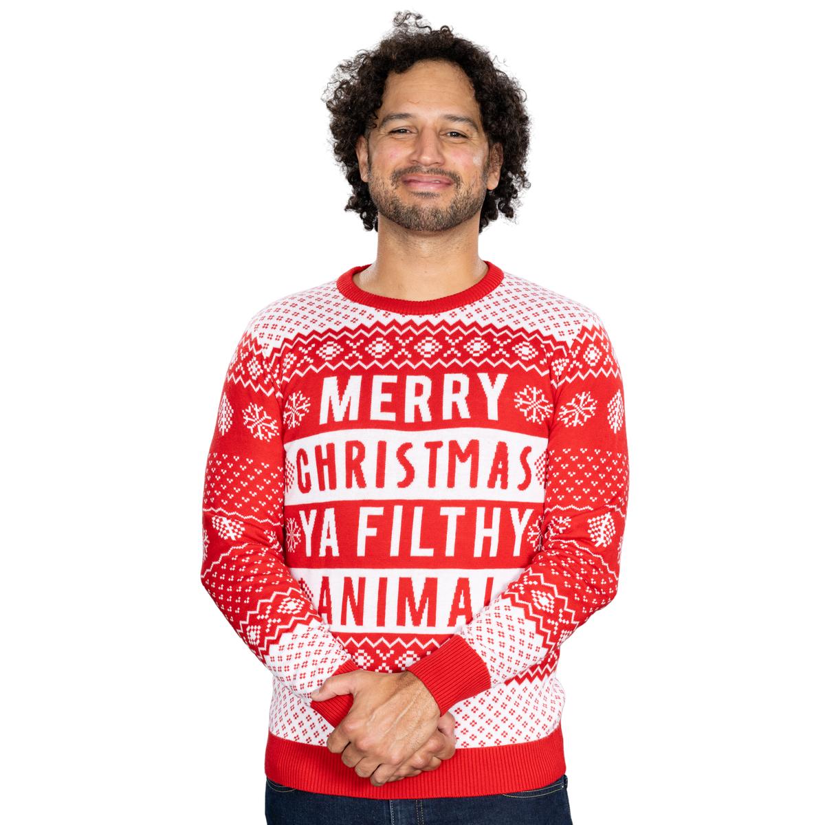 Filthy Animal Adult Unisex Ugly Christmas Holiday Red Sweater