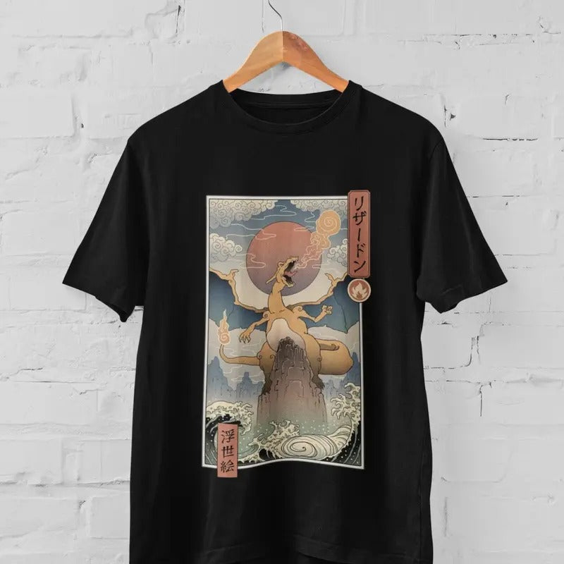 Fire Dragon Type Mon Inspired Graphic Tee Anime T-Shirt Gift Idea Present For Him For Her Hoodie, Sweatshirt | PureTeeCo.com