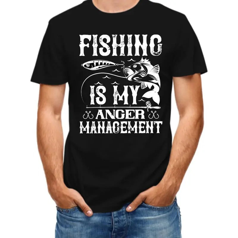 Fishing Print Men's Cotton Top, Casual Short Sleeve Crew Neck T-shirt, Men's Clothing For Outdoor Made in USA Hoodie,...