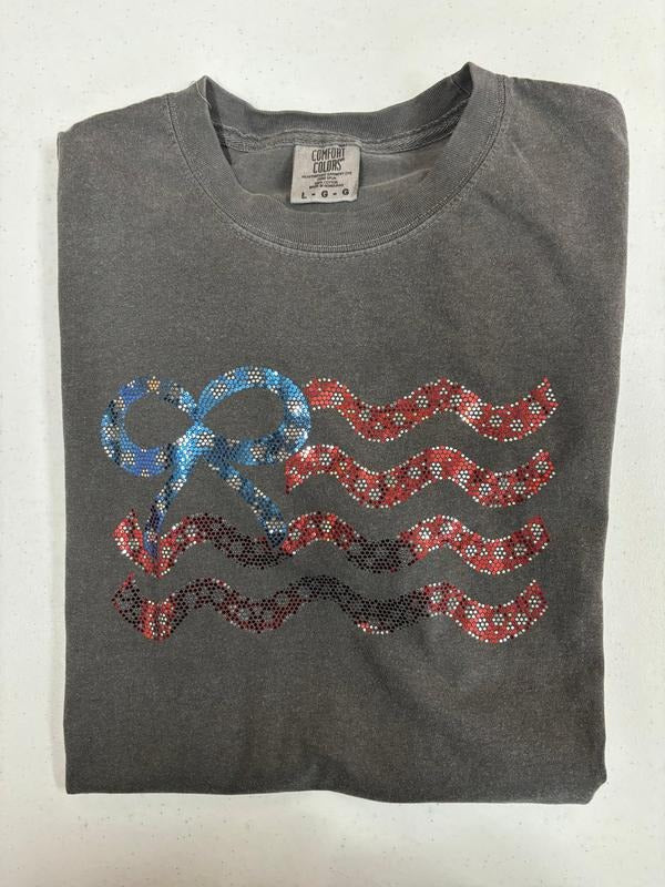 Flag Coquette Spangled Comfort Colors T-Shirt Hoodie, Sweatshirt | PureTeeCo.com