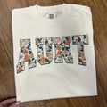 Floral Auntie Comfort Color T-Shirt Hoodie, Sweatshirt | PureTeeCo.com