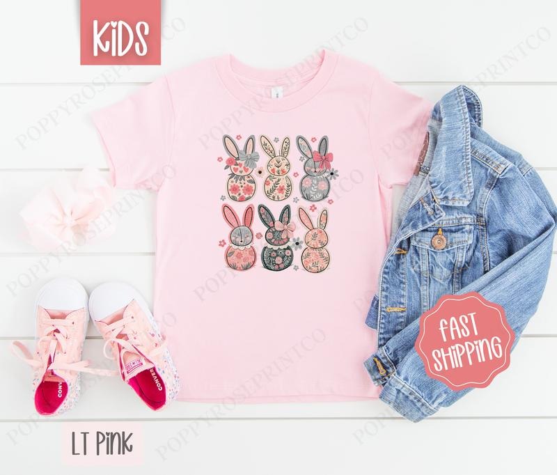 Floral Bunnies Kids Shirt - Easter Children's Tshirt - Cute Youth Tee Gildan Hoodie, Sweatshirt | PureTeeCo.com