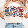 Floral Coquette USA Bow Retro America 4th of July Independence Day Patriotic Shirt T-Shirt Hoodie, Sweatshirt | PureTeeCo.com