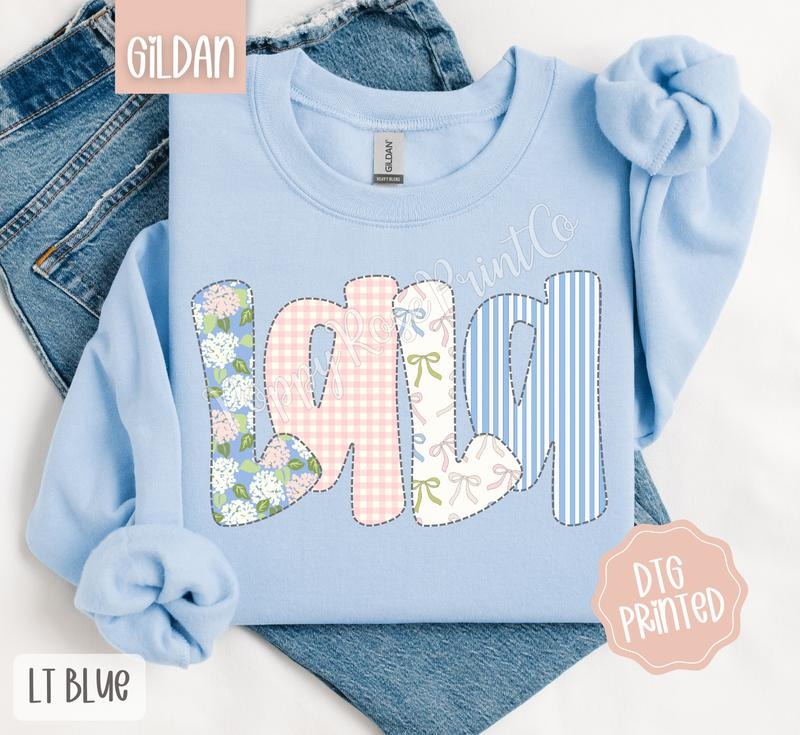 Floral Lala Sweatshirt, Cute Grandma Sweater, Coquette Crewneck T-Shirts, Hoodie | PureTeeCo.com