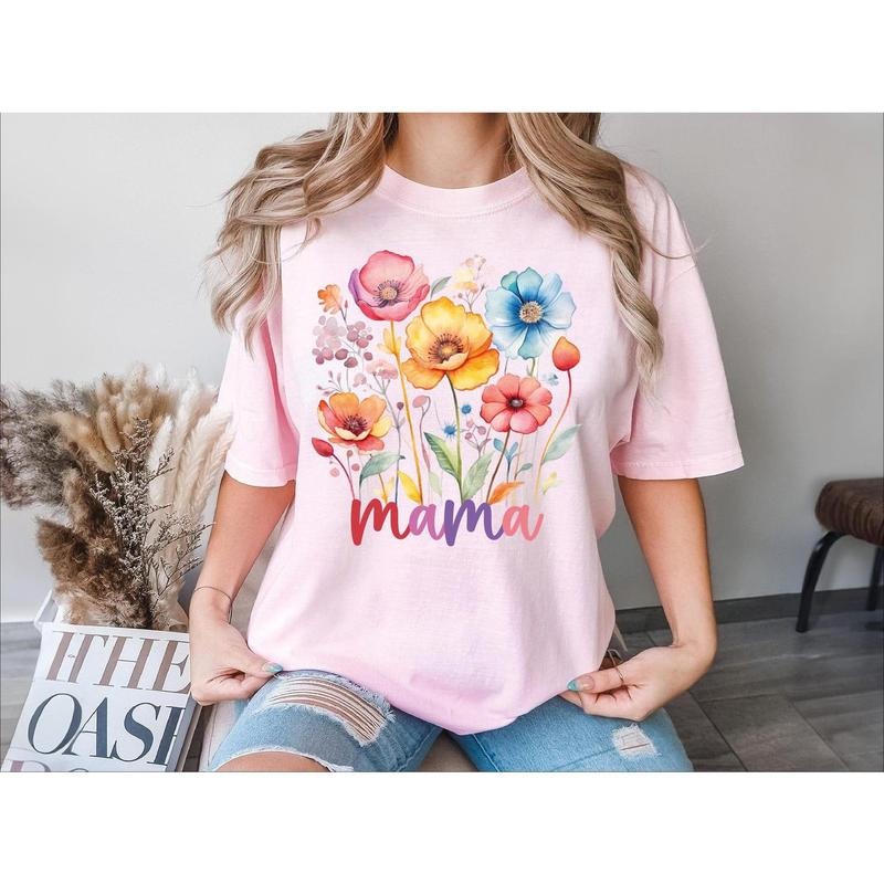 Floral Mama Shirt, Wildflowers Mom Tee, Happy Mother's Day Sweatshirt, Cute Flowers Mama T-Shirt, Mom Life Tee, Boho Mama...