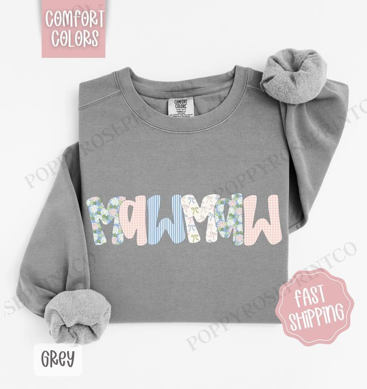 Floral Mawmaw Comfort Colors Sweatshirt, Cute Spring Grandma Sweater, Coquette Mawmaw Crewneck T-Shirts, Hoodie