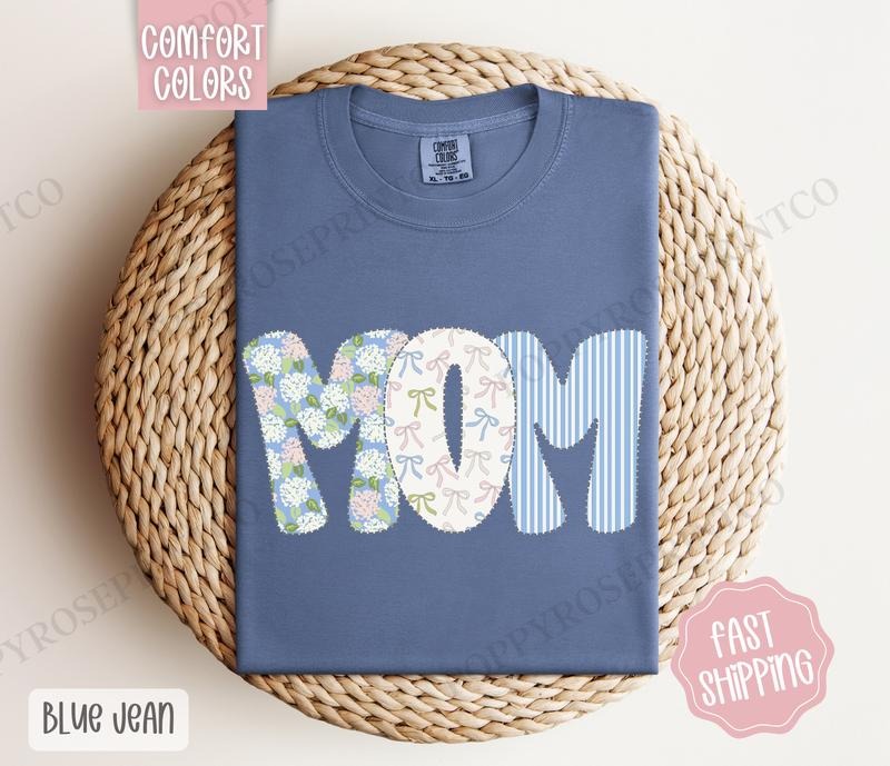 Floral Mom Comfort Colors Shirt, Cute Mama Tshirt, Coquette Women's Tee Hoodie, Sweatshirt | PureTeeCo.com