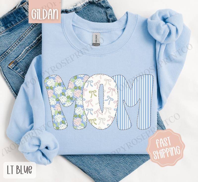 Floral Mom Sweatshirt, Cute Mama Sweater, Coquette Mom Crewneck T-Shirts, Hoodie | PureTeeCo.com
