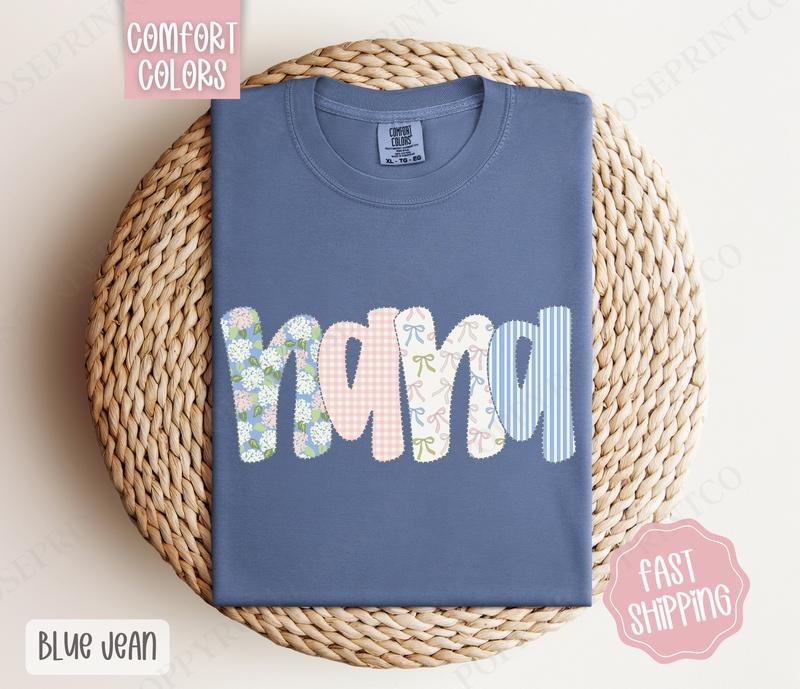 Floral Nana Comfort Colors Shirt, Cute Spring Grandma Tshirt, Coquette Nana Tee Hoodie, Sweatshirt | PureTeeCo.com