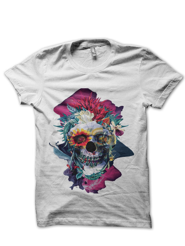Floral Skull Classic T-Shirt Hoodie, Sweatshirt | PureTeeCo.com