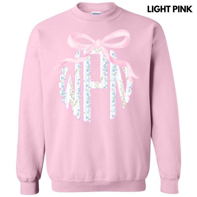 Floral Stripe Monogram Sweatshirt 'NLB' T-Shirts, Hoodie | PureTeeCo.com