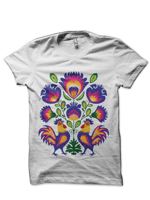 Folklore with Roosters T-Shirt Hoodie, Sweatshirt | PureTeeCo.com