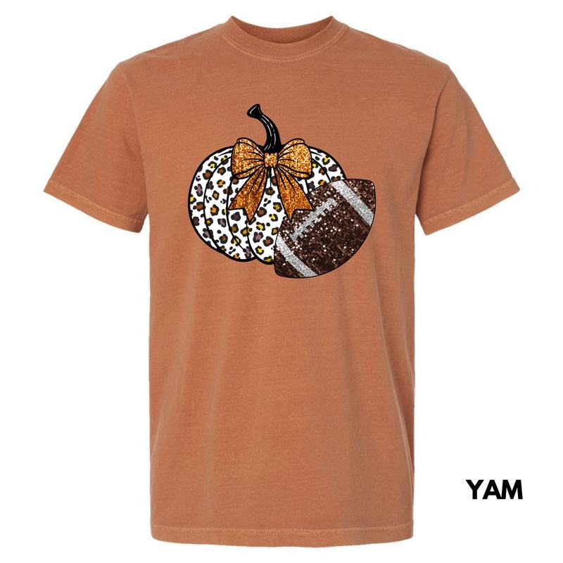 Football & Pumpkin FAKE Glitter Comfort Colors T-Shirt 'NLB' Hoodie, Sweatshirt | PureTeeCo.com