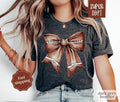 Football Bow Shirt, Womens Football Tee, Game Day Shirt, Womenswear Oversized Crewneck Hoodie, Sweatshirt | PureTeeCo.com