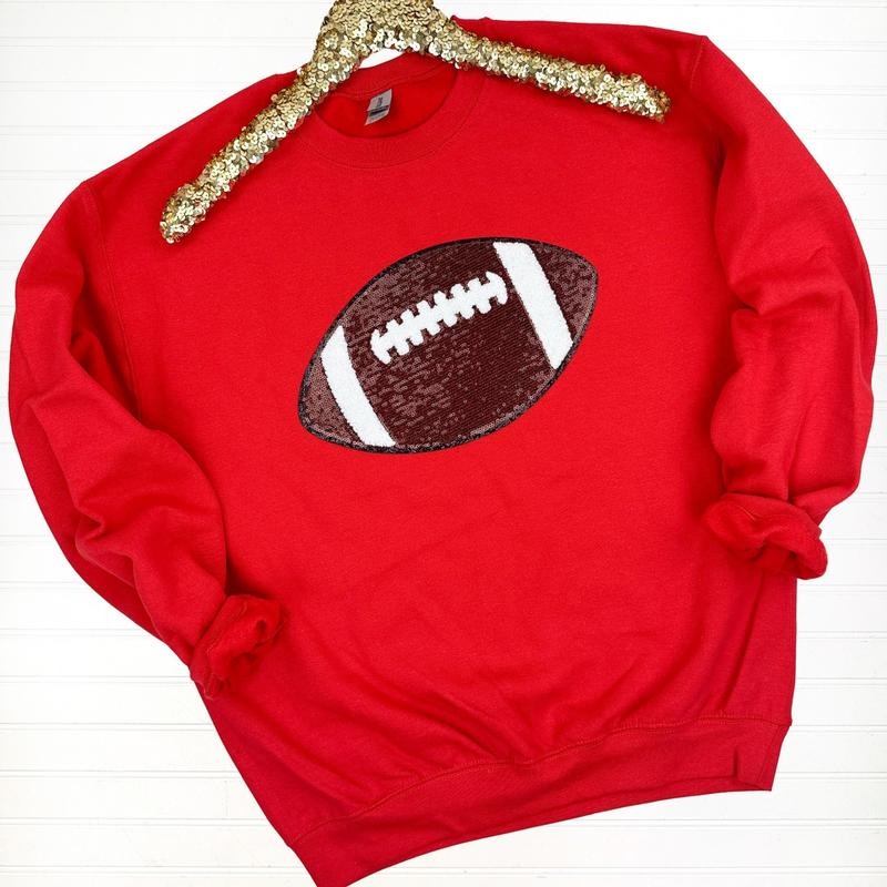 Football Sequin Patch Sweatshirt T-Shirts, Hoodie | PureTeeCo.com