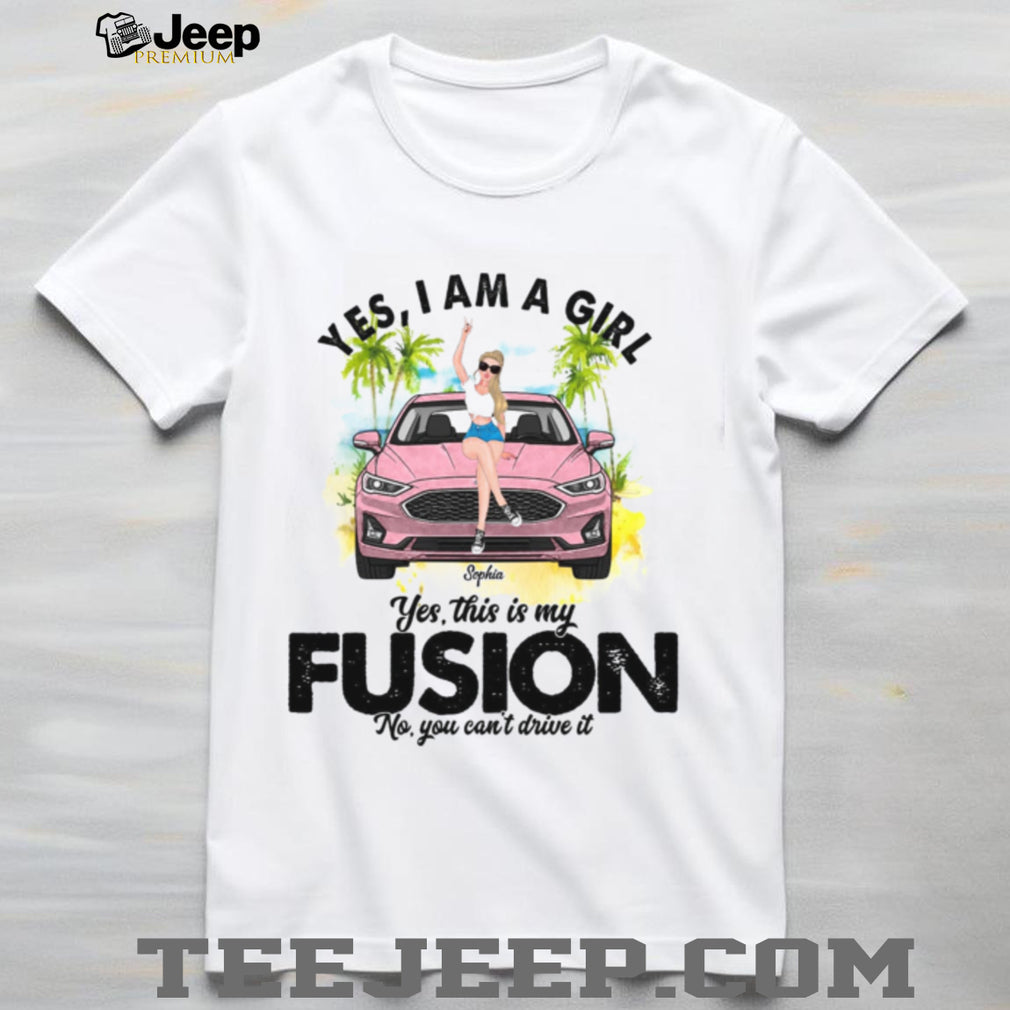 Ford Fusion Car Girl Custom Name Palm Trees Shirt