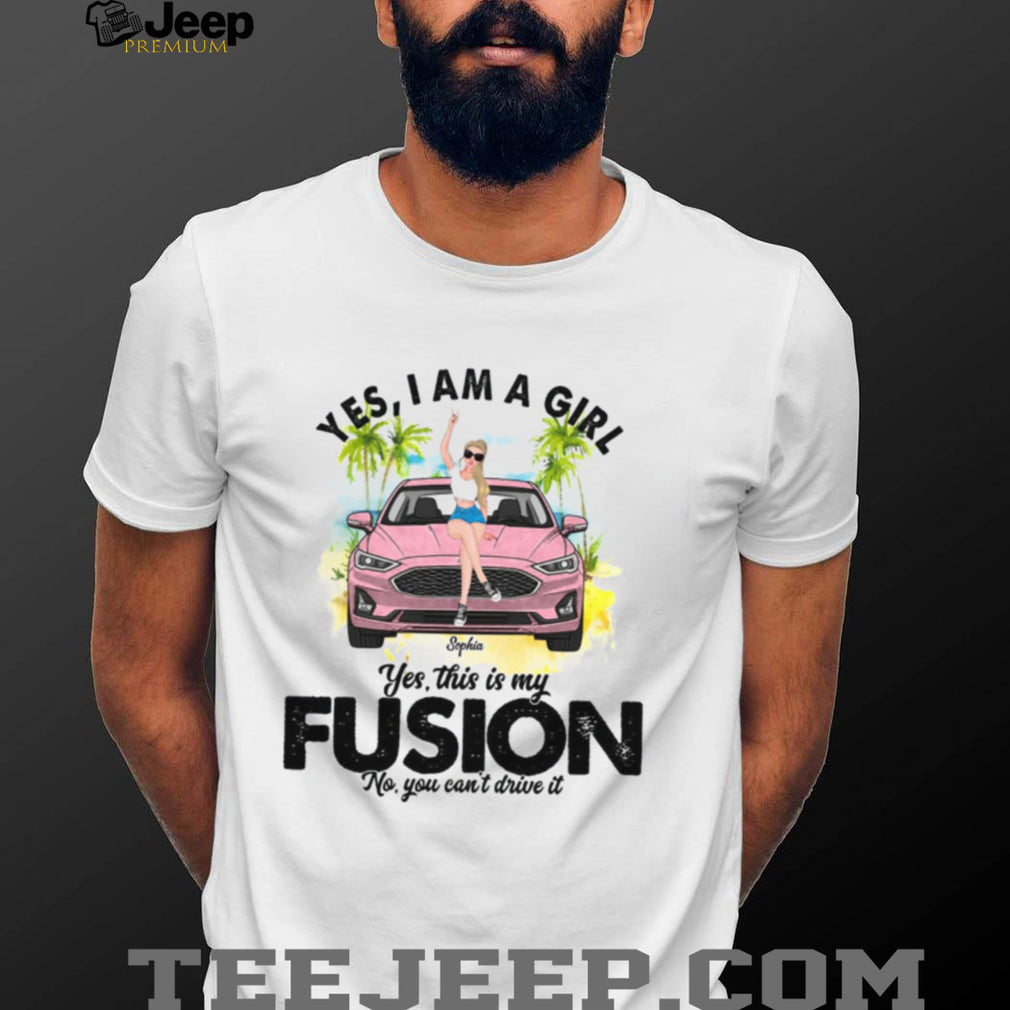Ford Fusion Car Girl Custom Name Palm Trees Shirt