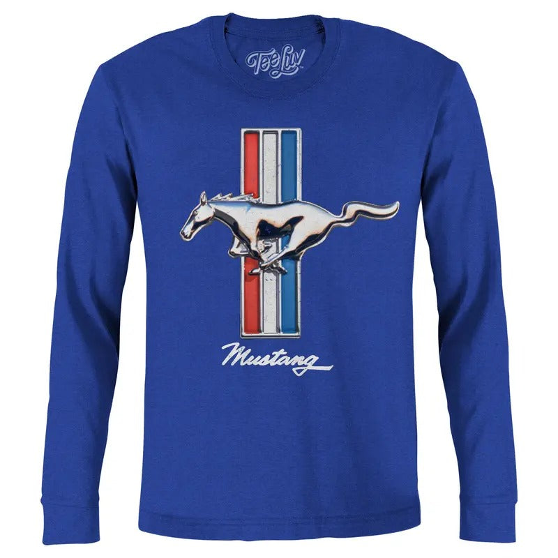Ford Mustang Long Sleeve T-Shirt - Blue Hoodie, Sweatshirt | PureTeeCo.com