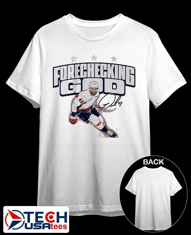 Forechecking God Tom Wilson Washington Capitals Hockey signature shirt