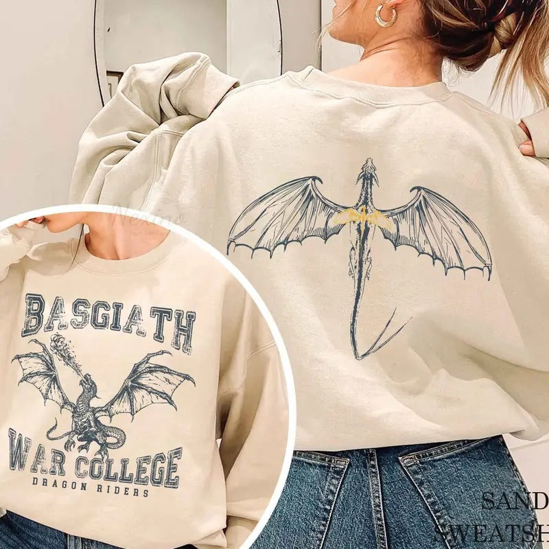 Fourth Wing Double-Sided Sweater, Basgiath War College Sweatshirt, Fourth Wing Shirt, Dragon Rider Shirt, Bookish Shirt,...
