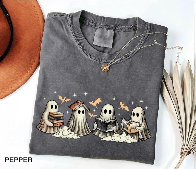 Fourth Wing Ghost Book T-Shirt, Ghost Bookish Shirt, Book Ghost Sweatshirt, Halloween Book Lovers, Bookish Sweatshirt,...