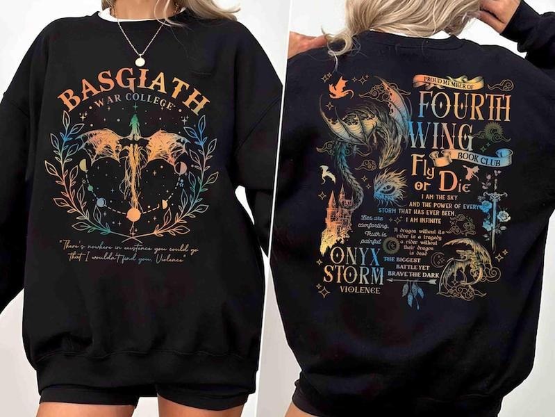 Fourth Wing Sweatshirt, Basgiath War College Sweatshirt, Dragon Rider Shirt, Gift For Readers, Xaden Riorson, Fantasy...