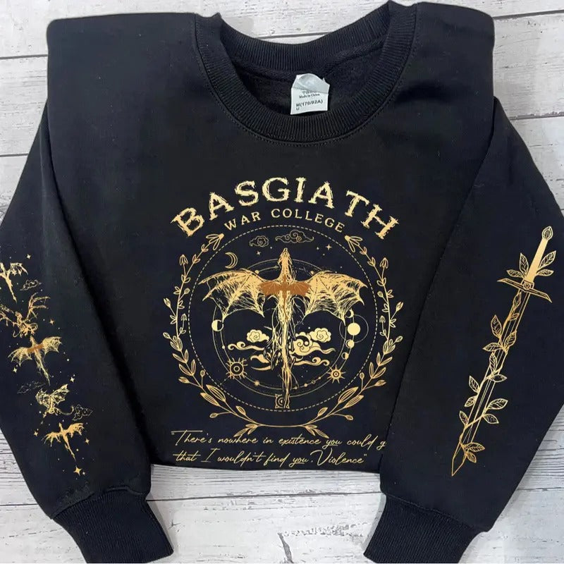 Fourth Wing Sweatshirt, Basgiath War College, Dragon Rider, Xaden Riorson, Violet Sorrengail, Riders Quadrant- Unisex...