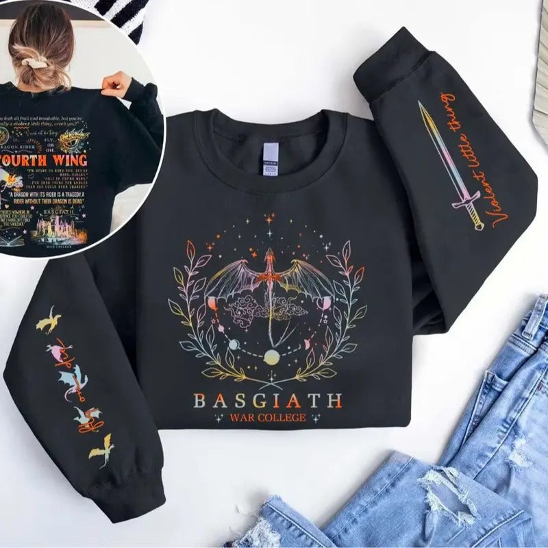 Fourth Wing Sweatshirt, Custom Basgiath War College Crewneck, Dragon Rider Hoodie, Violet Sorrengail, Fantasy Reader...