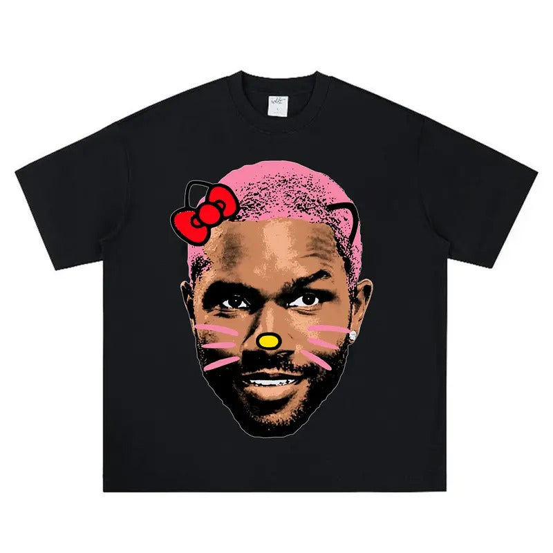 Frank PINK Kitty Big Face Graphic Rap Tee Hoodie, Sweatshirt | PureTeeCo.com