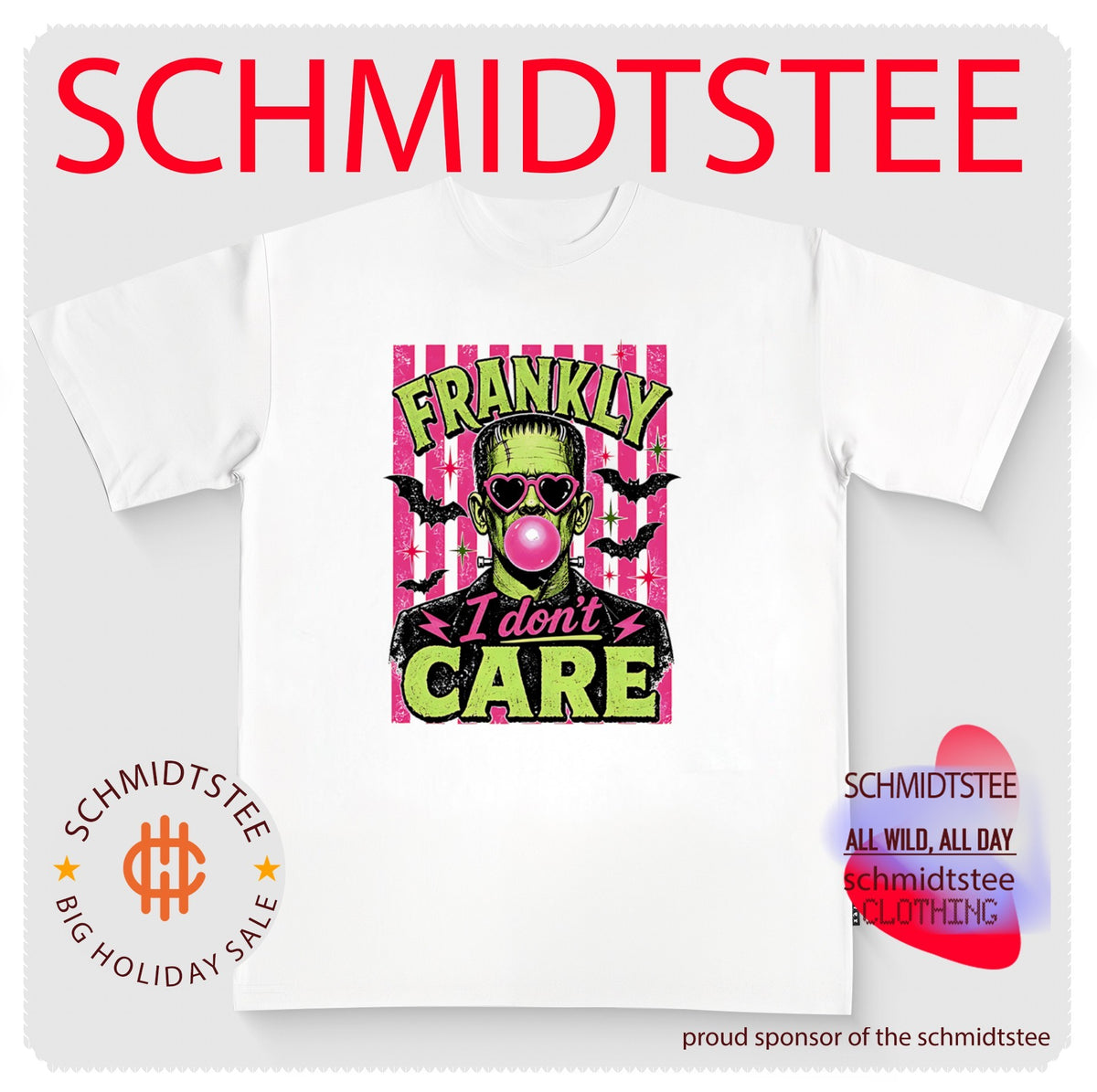 Frankenstein Frankly I Don’t Care Bubblegum Halloween shirt