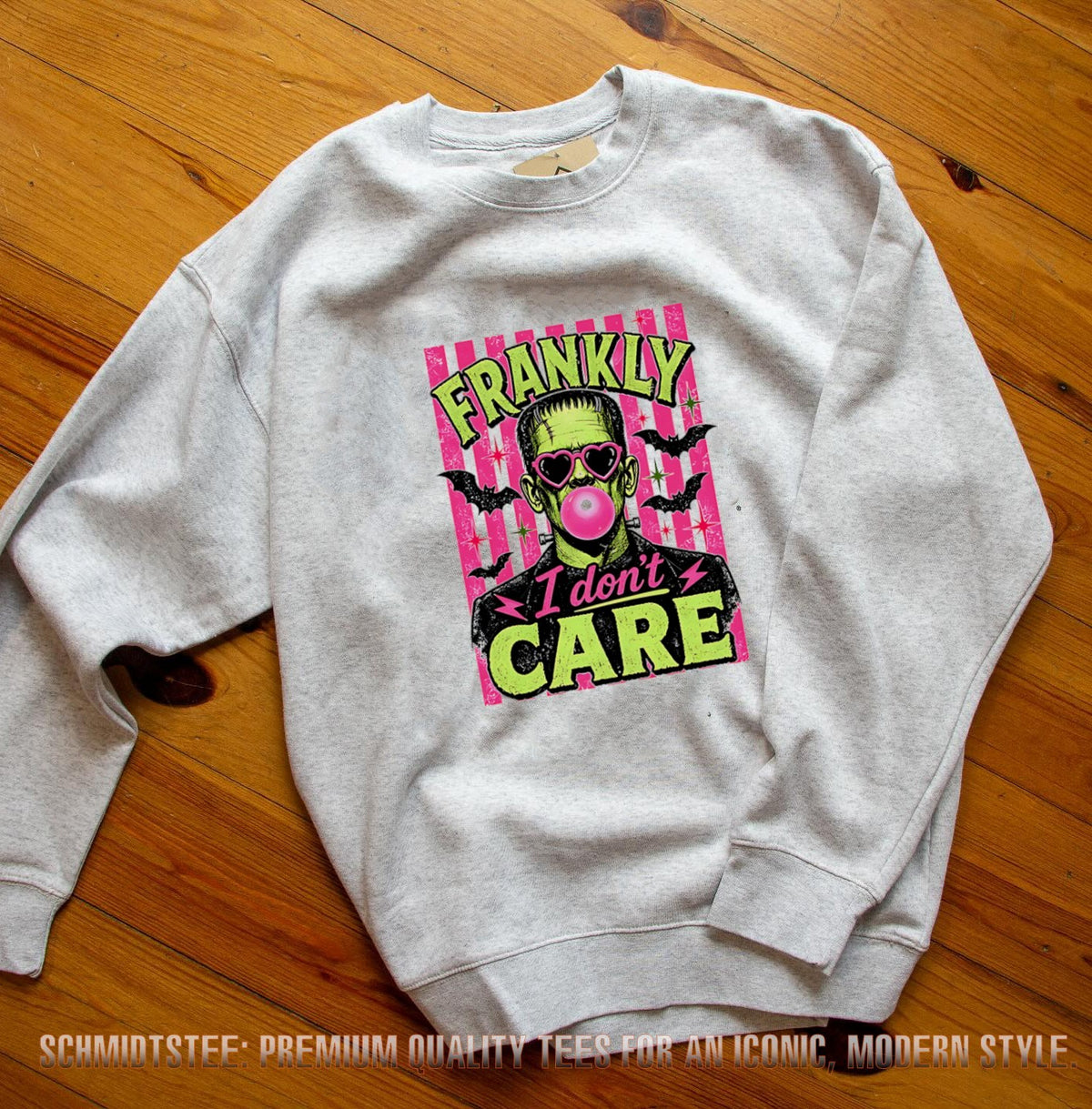 Frankenstein Frankly I Don’t Care Bubblegum Halloween shirt