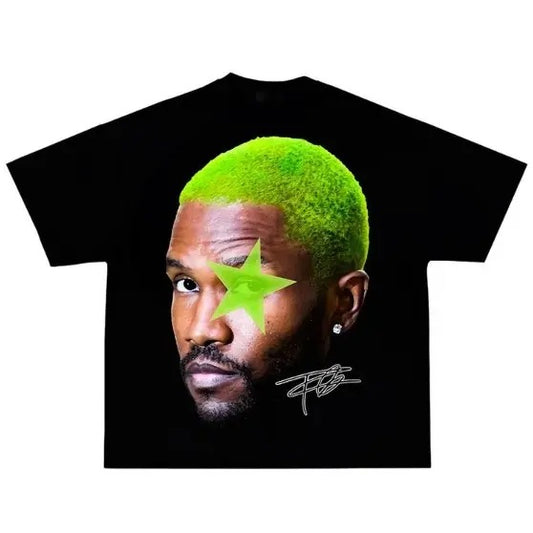 Frankkkk Greerrrn Star Face Tee - A Stellar Addition to Your Wardrobe - Classic Cotton Fabric Menswear - Shirt Graphic Shirt
