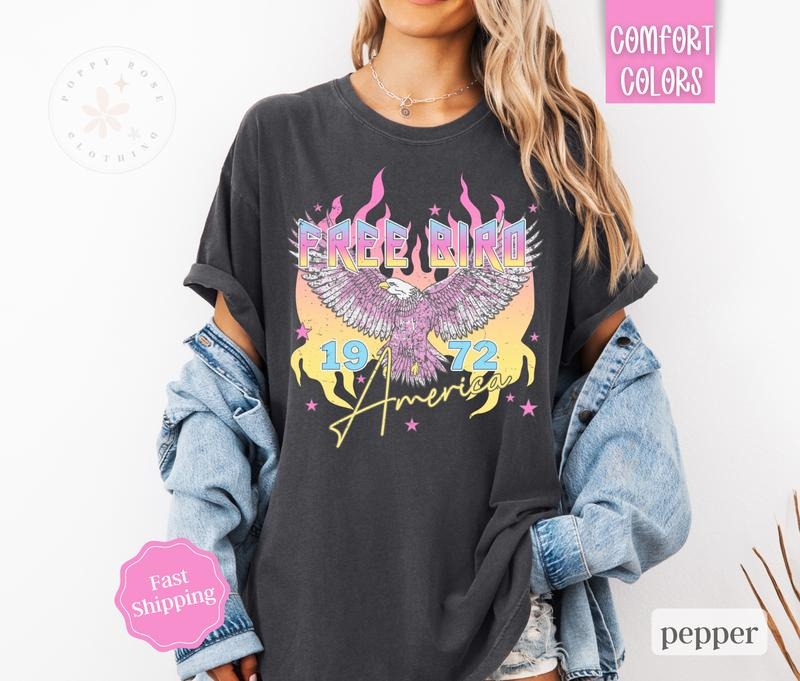 Free Bird Shirt Comfort Colors, America Tshirt, Rock N Roll Music Shirt, Women's Graphic Tee Hoodie, Sweatshirt