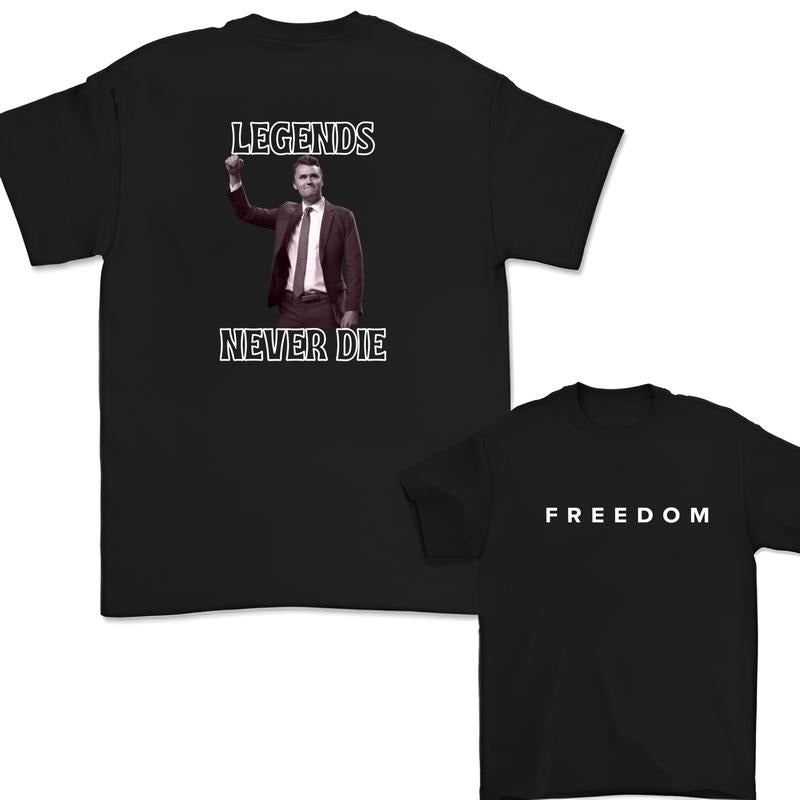 Freedom - LeGends Charlie Kirk T-Shirt,Charlier Kirk Vintage Tee ,  2 Sided Graphic Design Unisex Cotton T-shirt for Men...